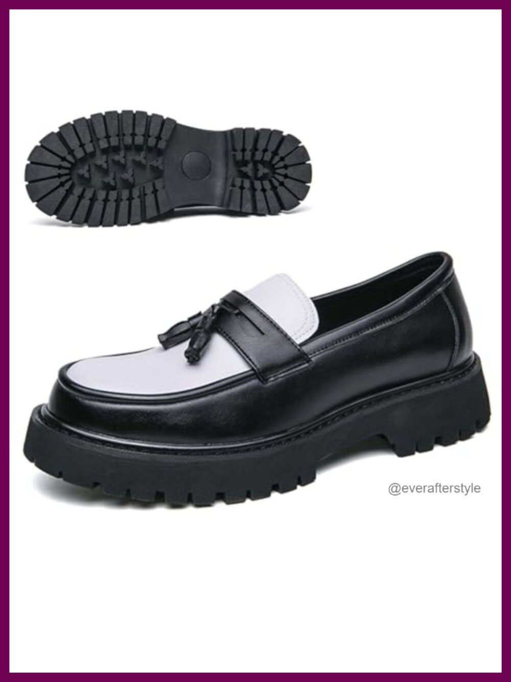 Faux Leather Chunky Platform Penny Loafers Men's Slip-On Block Heel Dress Shoes